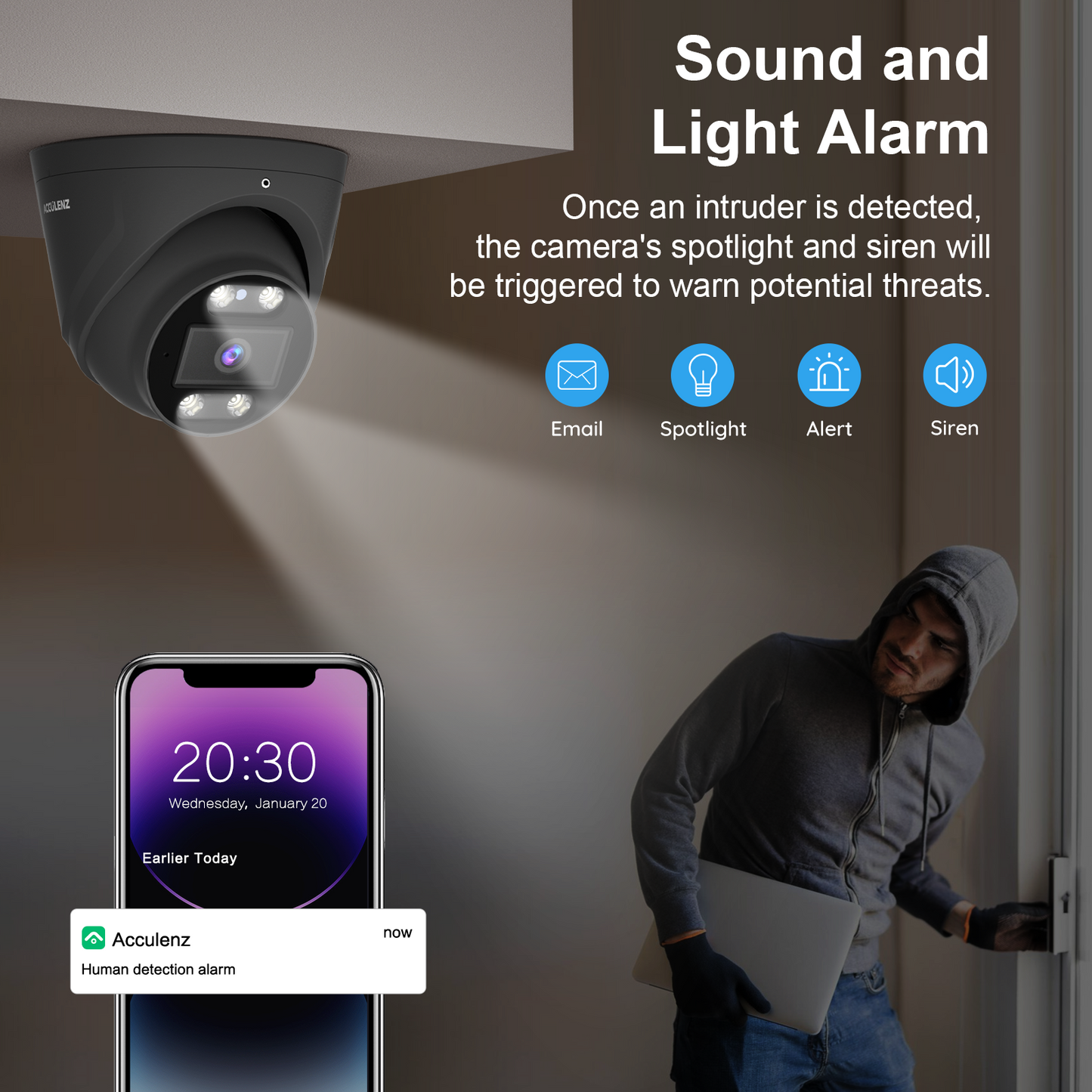 Acculenz D5E 5MP IP PoE Camera With Spotlight