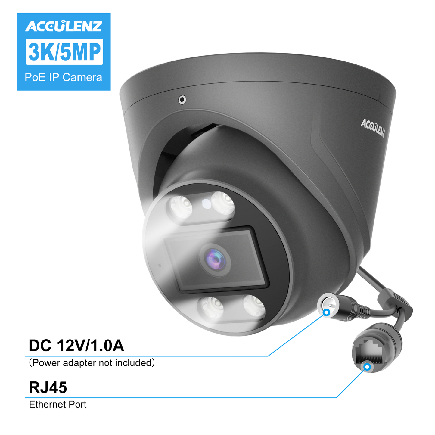 Acculenz D5E 5MP IP PoE Camera With Spotlight